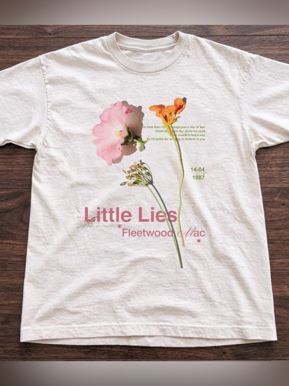 Gildan White Flowers Graphic Tee with Pink & Orange Floral 'Little Lies' T-Shirt